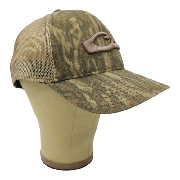 Drake Camo Mossy Oak Bottomland Strapback Cap 3D Embroidered Trucker Hunter Hat - Picture 3 of 14